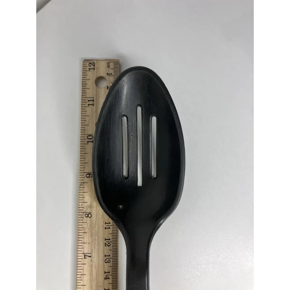 Vintage Tailor Made Products Black Nylon Plastic Slotted Spoon 11 1/2